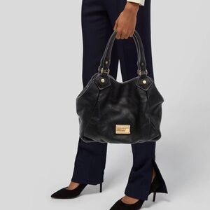 Marc by Marc Jacobs Tote Bag Classic Q Francesca Black Leather Gold Hardware